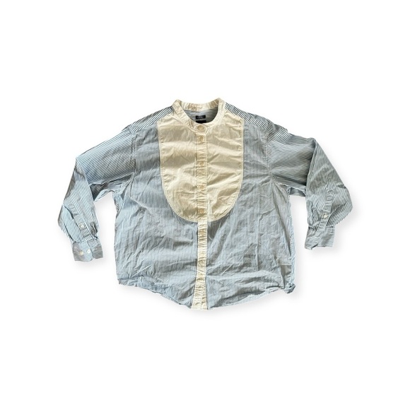 GAP BIG shirt loose oversized striped blue white medium cotton - Picture 6 of 10